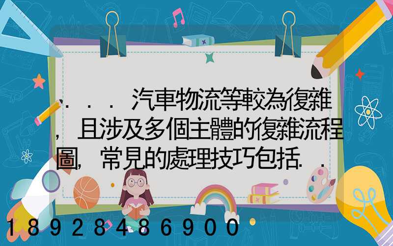...汽車物流等較為復雜,且涉及多個主體的復雜流程圖,常見的處理技巧包括...