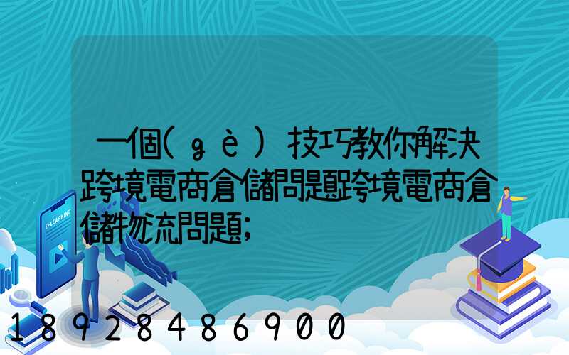 一個(gè)技巧教你解決跨境電商倉儲問題跨境電商倉儲物流問題