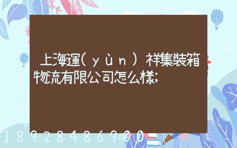 上海運(yùn)祥集裝箱物流有限公司怎么樣