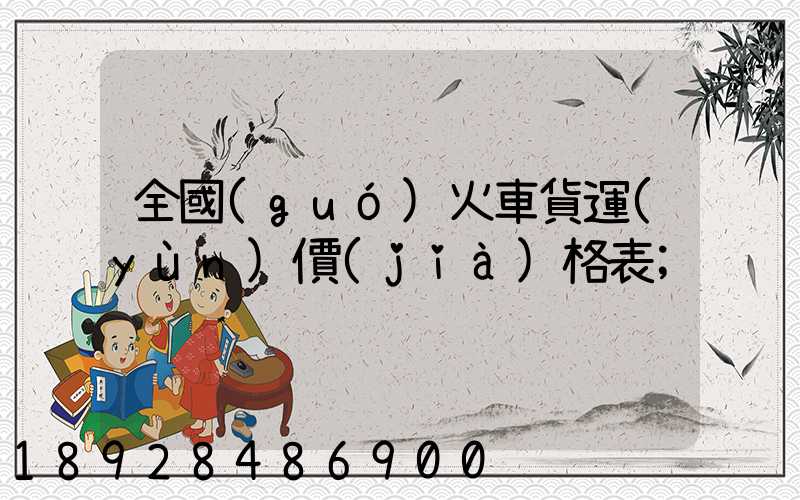 全國(guó)火車貨運(yùn)價(jià)格表