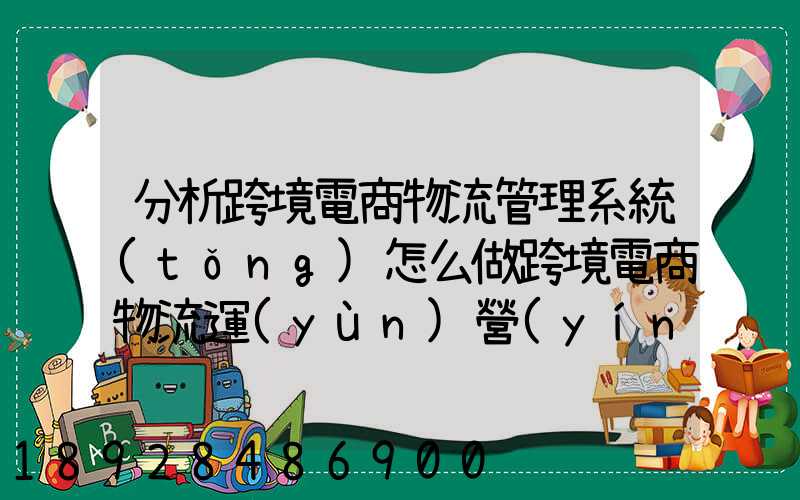 分析跨境電商物流管理系統(tǒng)怎么做跨境電商物流運(yùn)營(yíng)方案