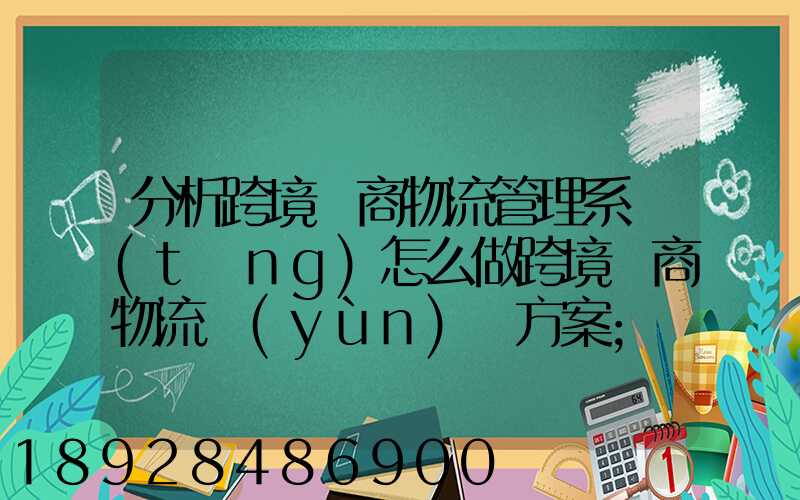 分析跨境電商物流管理系統(tǒng)怎么做跨境電商物流運(yùn)營方案
