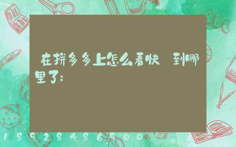 在拼多多上怎么看快遞到哪里了