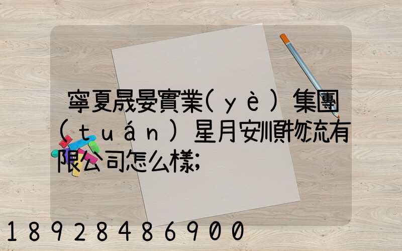 寧夏晟晏實業(yè)集團(tuán)星月安順物流有限公司怎么樣