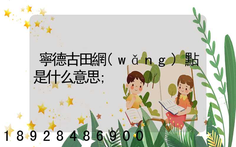 寧德古田網(wǎng)點是什么意思