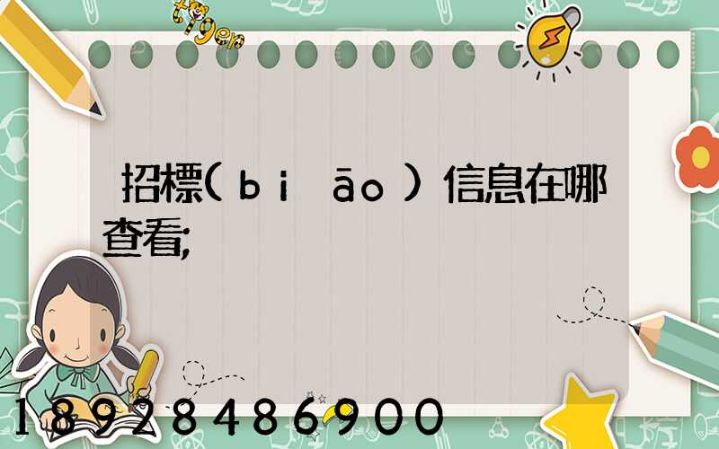 招標(biāo)信息在哪查看