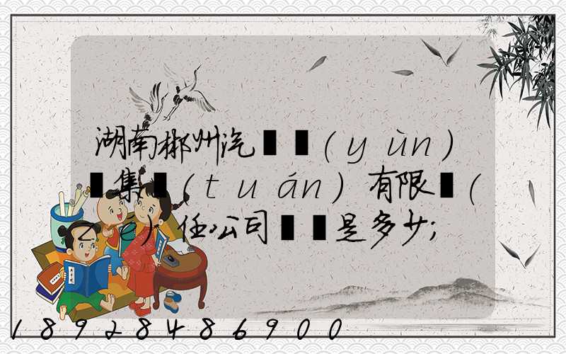 湖南郴州汽車運(yùn)輸集團(tuán)有限責(zé)任公司電話是多少