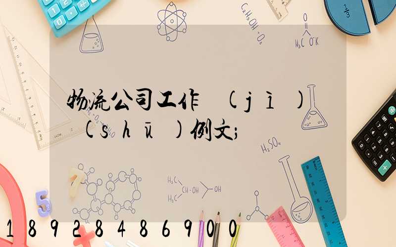 物流公司工作計(jì)劃書(shū)例文