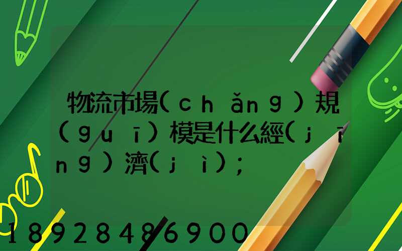 物流市場(chǎng)規(guī)模是什么經(jīng)濟(jì)