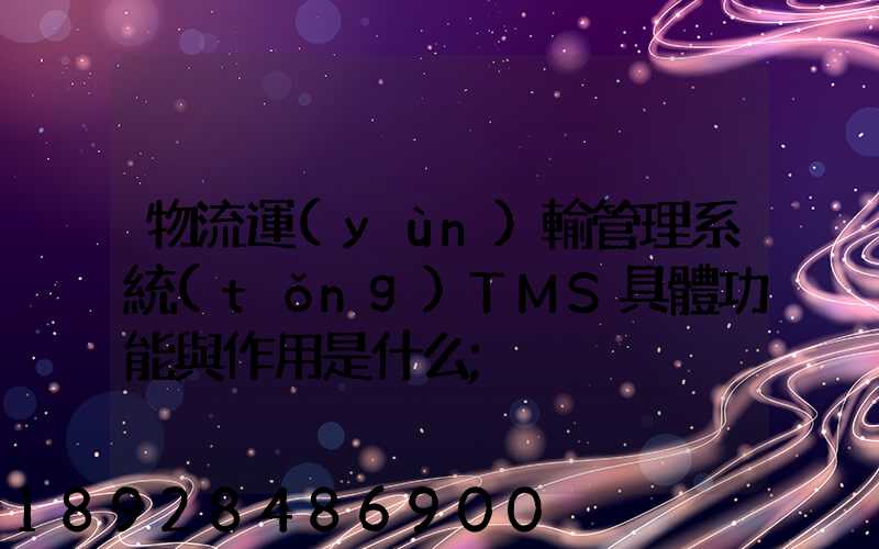 物流運(yùn)輸管理系統(tǒng)TMS具體功能與作用是什么