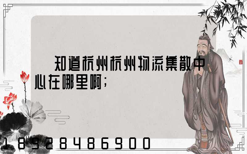誰知道杭州杭州物流集散中心在哪里啊