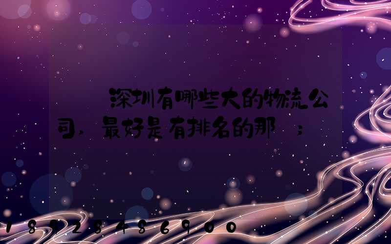 請問深圳有哪些大的物流公司,最好是有排名的那種