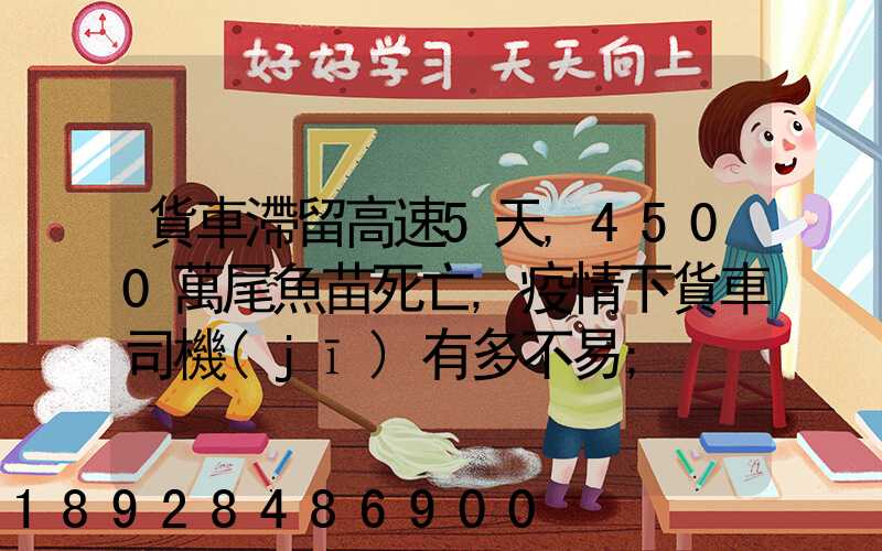 貨車滯留高速5天,4500萬尾魚苗死亡,疫情下貨車司機(jī)有多不易
