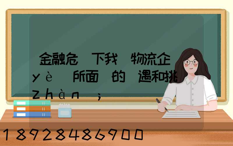 金融危機下我國物流企業(yè)所面對的機遇和挑戰(zhàn)